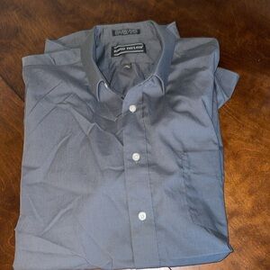 David Taylor Men’s 18 34/35 Gray Button Up Dress Shirt Poly Cotton Blend